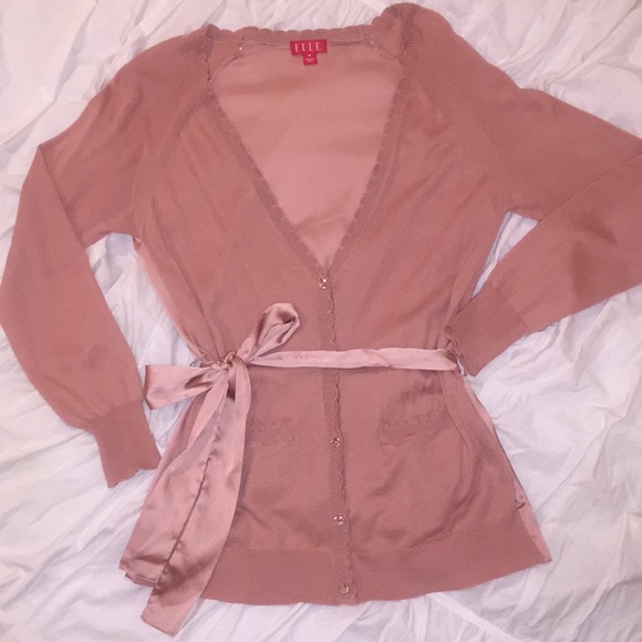 Elle Sweaters - Woven Pink Sweater